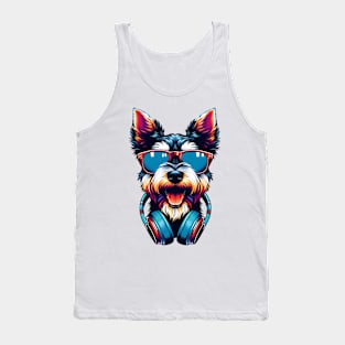 Cesky Terrier Smiling DJ: A Joyful Canine Mix Tank Top